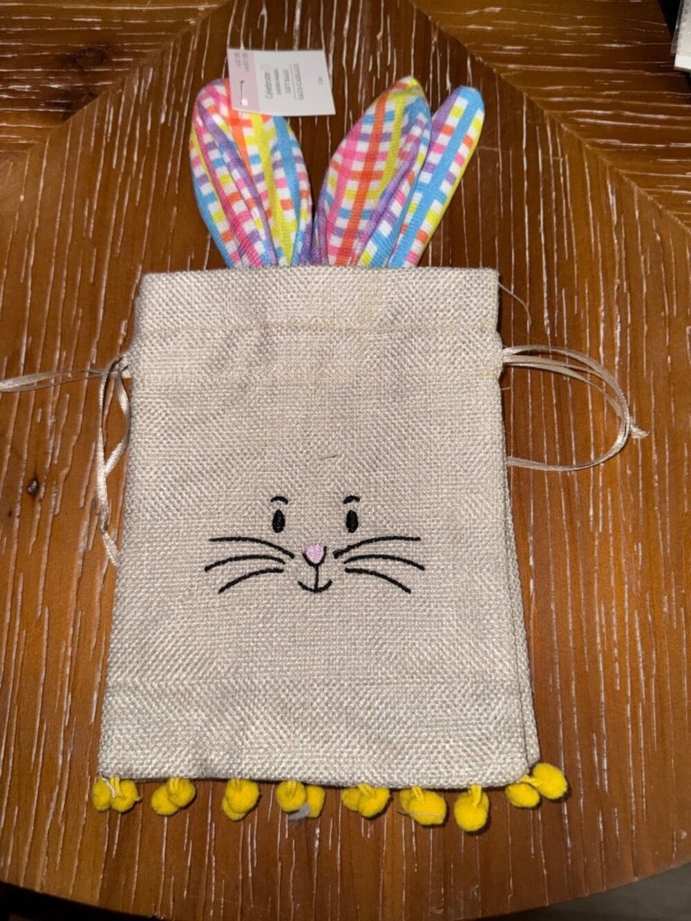 Celebrate It Easter Bunny Gift Bags With Ears & Yellow Pom-Poms - 2 Pc Set